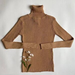 Y2K sparkly tan turtleneck